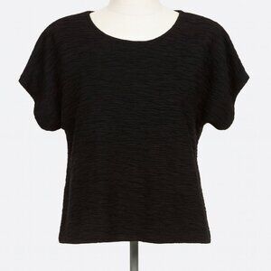 Elegant Black V-Neck Blouse  Classic Minimalist Top  Size M